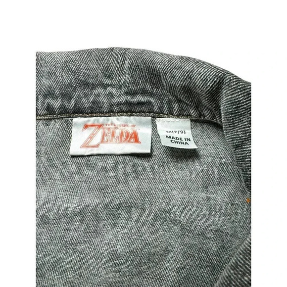 Distressed Denim Jacket with Zelda Triforce Embroidery Gamer Streetwear‎ - Picture 8 of 12